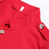 Single-Breasted Womens Blazer Gold-Tone Embossed Buttons Slim Jacket