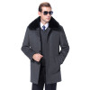 Men Wool Blend Coat Winter Warm Woolen Peacoat Mink Fur Jacket