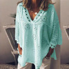 Women blouse Hollow Out  Lace Patchwork tops women plus size 5xl Geometry v-neck summer Shirt vrouw Blouse large sizeTops#G8 Women blouse Hollow Out  Lace Patchwork tops women plus size 5xl Geometry v-neck summer Shirt vrouw Blouse large sizeTops#G8