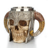 Stainless Steel Skull Mug Viking Ram Horned Pit Lord Warrior Beer Stein Tankard Coffee Mug Tea Cup Halloween Bar Drinkware Gift