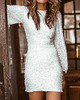 Glitter Round Neck Lantern Sleeve Sequins Bodycon Dress