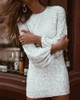 Glitter Round Neck Lantern Sleeve Sequins Bodycon Dress