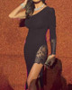 Eyelash Lace Ruched Cutout Dress