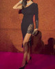 Eyelash Lace Ruched Cutout Dress