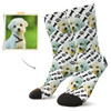 Custom Dog Face Socks (Bones and Footprints) - Best Gifts For Dog Lovers