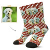 Custom Dog Face Socks (Bones and Footprints) - Best Gifts For Dog Lovers