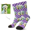 Custom Dog Face Socks (Bones and Footprints) - Best Gifts For Dog Lovers