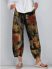 Graffiti Printed Elastic Waist Casual Plus Size Pants