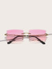 Rimless Square Frame Sunglasses