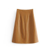 Vintage A Line Solid PU Leather Skirt High Waist