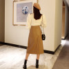 Vintage A Line Solid PU Leather Skirt High Waist