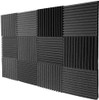 Mybecca 12 PACK Acoustic Foam Wedge Wall Tiles 12" X 12" X 1"Charcoal