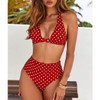 2019 High Waist Dot Print Halter Push Up Bikini set