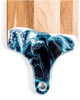 Handmade Resin Accented Cheese Board, Canadian Maple Wood Charcuterie Tray with Unique Handmade Design and Handle (7x14 Navy, White and Metalic)
