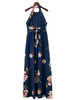 Women's Bohemian Halter Backless Floral Printed Split Maxi Dress Women's Bohemian Halter Backless Floral Printed Split Maxi Dress
