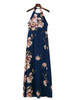 Women's Bohemian Halter Backless Floral Printed Split Maxi Dress Women's Bohemian Halter Backless Floral Printed Split Maxi Dress