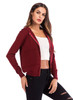 Women Solid Color Hooded Zipper Long Sleeved Top Cardigan