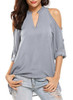 V-neck Shoulder Cutout Loose Chiffon Blouse