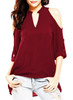V-neck Shoulder Cutout Loose Chiffon Blouse
