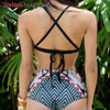 Sexy Floral Ethnic Printed High Waist Swimsuit Strappy High Neck Bikinis Set Sexy Floral Ethnic Printed High Waist Swimsuit Strappy High Neck Bikinis Set