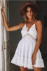 Women Summer Sundress Sexy Backless V-neck Beach Dresses 2019 Sleeveless Spaghetti Strap Spaghetti Strap White Boho Mini Dress