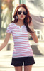 T Shirt Women 2020 Summer Top Shirts V-neck Short Sleeve Casual tshirts White Strip T-Shirt  Plus Size Cotton Tee Shirt Femme #T