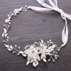 Trendy Flowers Pearl Crystal Headband Wedding HairBand Bridal Hair Accessories Headpiece Women Wedding Hair  Jewelry Handmade