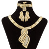 Fashion African Dubai Gold Jewelry Nigerian Crystal Necklace Hoop Earrings Women Italian Bridal Jewelry Sets Wedding Accessories