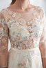 Floral Prom Dresses Walk Beside You Lace 3/4 Sleeves A-line Champagne Belt Empire Waist Long Evening Gowns Vestido De Formatura