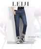 2019 LEIJIJEANS all season Plus Size Shadow boyfriend Bleached women jeans Mid Waist Full Length Loose Straight Jeans For Women