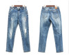 LEIJIJEANS Spring Plus Size Fashion Ripped Hole Bleached Mid Waist Ankle Length Vintage Stretch Loose Harem Women Jeans