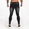 GINGTTO Dark Washed Black Jeans for Men Slim Fit Men’S Denim Jeans Casual Ripped Jeans Men Elastic Waist zm112