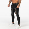 GINGTTO Dark Washed Black Jeans for Men Slim Fit Men’S Denim Jeans Casual Ripped Jeans Men Elastic Waist zm112