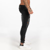 GINGTTO Dark Washed Black Jeans for Men Slim Fit Men’S Denim Jeans Casual Ripped Jeans Men Elastic Waist zm112