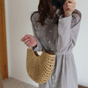 New Beach Portable Simple Moon Hollow Straw Bag