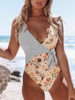 Fashion Women One Piece Swimsuit Beachwear Patchwork Swimwear