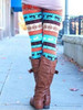 Christmas Blue Elk Tribal Pattern Leggings