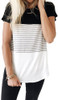 YunJey Round Neck Triple Color Block Stripe T-Shirt