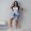 2020 Two Piece Set Women Clothes Tie Dye Cartoon T- Shirt & Biker Shorts Set Sweat Suits Lounge Wear Outfits Ensemble Femme 2020 Two Piece Set Women Clothes Tie Dye Cartoon T- Shirt & Biker Shorts Set Sweat Suits Lounge Wear Outfits Ensemble Femme