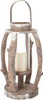 Tall Round Rustic Wooden Lantern with LED Candle