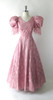 Vintage 80's Shimmering Pink Lace Renaissance Party Dress / Gown S