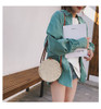 Women Rattan Round Straw Handmade Woven Cross Body Circle Bohemia Handbag Bali Box