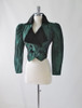 Vintage 80's Victorian Revival Green Sharkskin Taffeta Bolero Cropped Jacket S