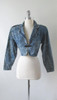 • Vintage 80's Acid Wash Denim Jean Cropped Bolero Jacket Coat