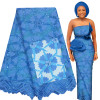 Teal Sequin Embroidery Nigerian Lace Fabric 5 Yards Free Shipping