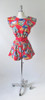 Vintage 80's Red Vacation Post Card Shorts Playsuit Romper
