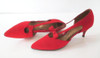 Vintage 50's 60's Red Heels Bow Accent Pumps Shoes 10 N