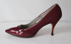 Vintage 60's Deep Red Suede & Patent Leather Pumps Heels Shoes 10.5