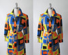 Vintage 60's 70's Lanvin Paris MOD Color Block Button Down Shirt Shift Dress M