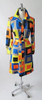 Vintage 60's 70's Lanvin Paris MOD Color Block Button Down Shirt Shift Dress M